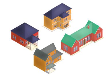 İzometrik House simge seti