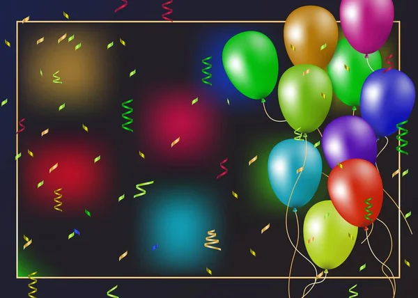 Realistyczne Kolorowe Tło Balonów Przyjęcie Urodzinowe Lub Baner — Wektor stockowy