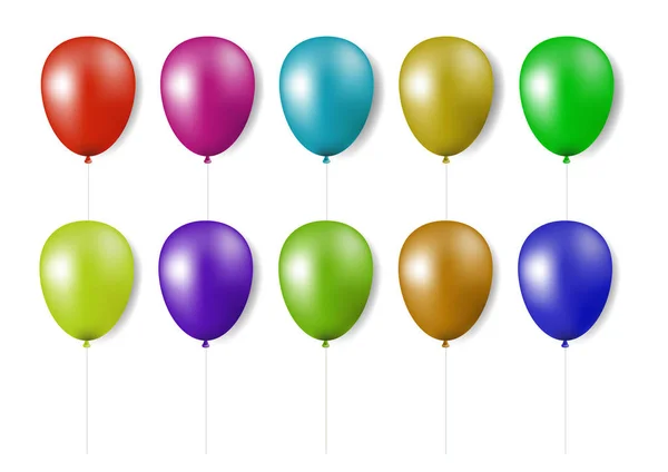 Zestaw Realistycznych Kolorowych Balonów Ilustracje Wektorowe — Wektor stockowy