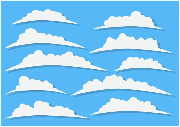 Nubes Conjunto Aislado Sobre Fondo Azul Ilustración Vectores Estilo Plano — Vector de stock