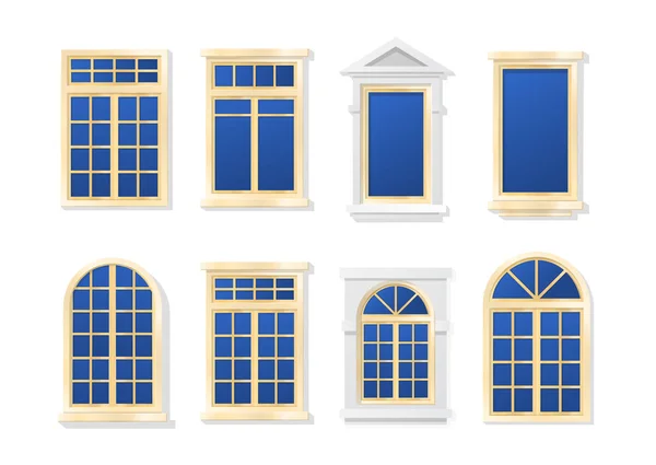 Windows Serie Cartoni Animati Piatto Isolato Sfondo Bianco Illustrazione Vettoriale — Vettoriale Stock
