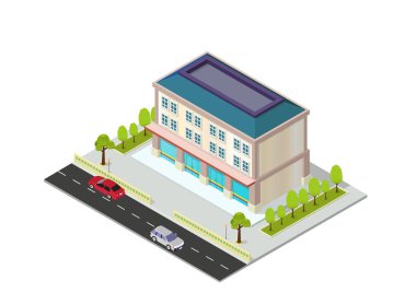 otopark alanı ile vektör isometrik alışveriş merkezi