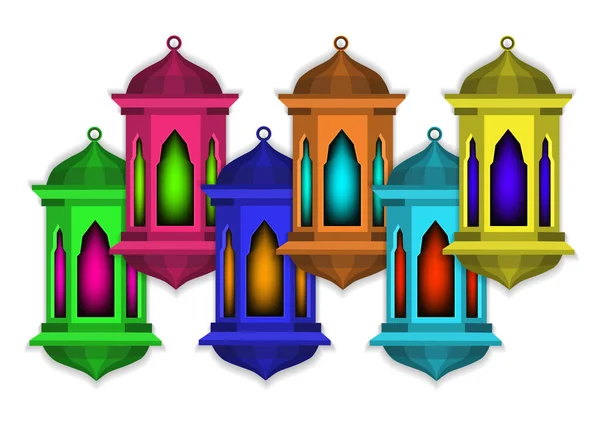 Színes Ramadán Lámpások — Stock Vector
