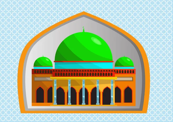 Lapos Színes Mecset Háttér Látható Ablakból Vagy Ajtón — Stock Vector
