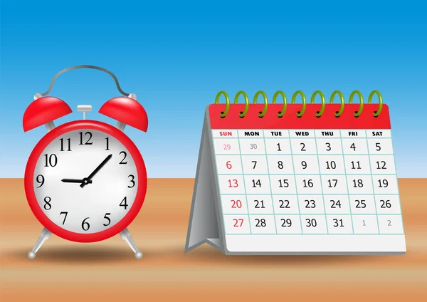 現実的なカレンダーと時計のアイコンのベクトルイラスト スケジュール 重要な日付の概念 — ストックベクタ