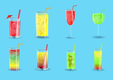 Kokteyl bardakları düz vektör çizimi.