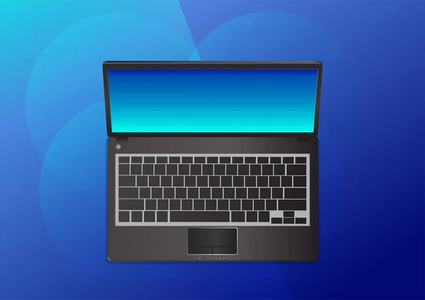 Vektor Illustrationen Der Laptop Ansicht Mit Blauem Hintergrund — Stockvektor