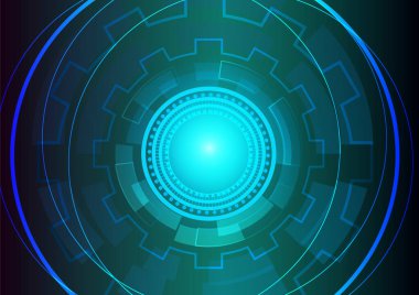 Vektör teknoloji çemberi ve mavi teknoloji geçmişi.