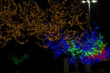 Arka plan bulanık renkli Led ışıkları