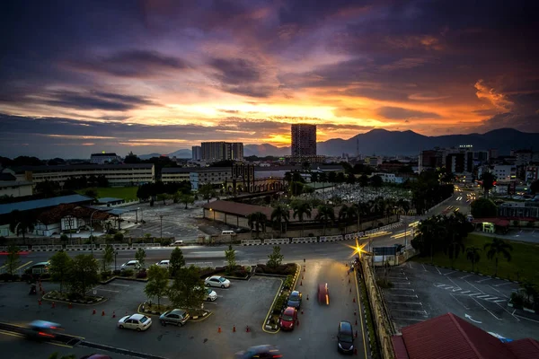 scenery of sunset at Ipoh Malaysia. Soft focus,motion blur due to long exposure