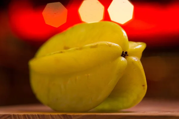 Fruta Exótica Carambola Escritorio Madera — Foto de Stock