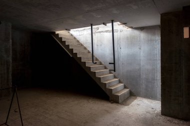 Inside view of sub-basement with stairs  clipart