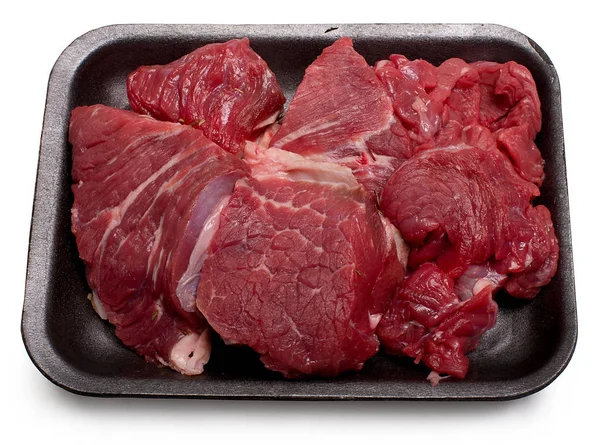 Beef Meat Tray Isolated White Background — Stock Photo, Image