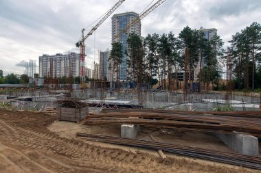 Ukrayna, Brovary 7 Eylül 2017: bir Konut Kompleksi İnşaatı