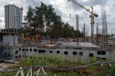 Ukrayna, Brovary 7 Eylül 2017: bir Konut Kompleksi İnşaatı