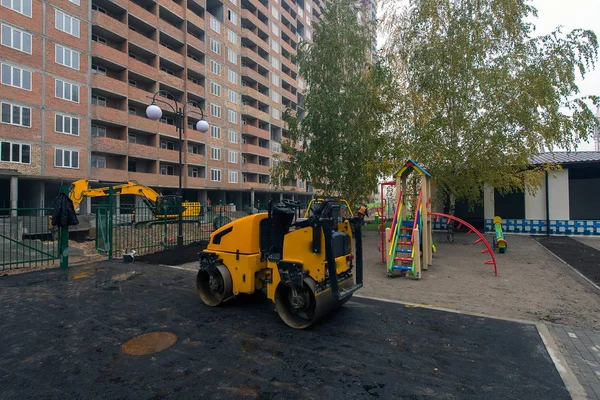 Byggandet Ett Bostadsområde Staden Brovary Ukraina — Stockfoto