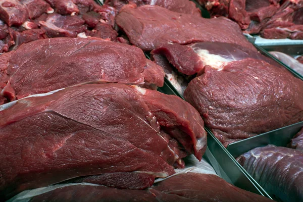 Vergrote Weergave Van Rauwe Vleeswaren Rund Varkensvlees — Stockfoto