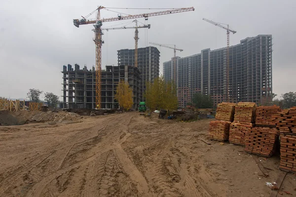 Construcción Complejo Residencial Ciudad Brovary Ucrania — Foto de Stock