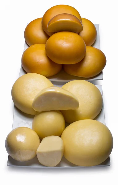 Пластины Сыром Изолированы Белом Фоне — стоковое фото