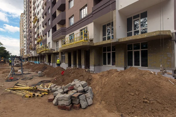 Ukrajna Brovary 2017 Szeptember Egy Lakóépület Építése — Stock Fotó