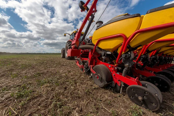 Ukraine August 2017 Ukraine Tractor Seed Drill Hybrids Seeds — Stock Photo, Image