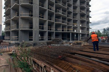 Ukrayna, Brovary 7 Eylül 2017: bir Konut Kompleksi İnşaatı