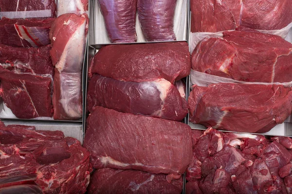 Vista Cerca Carne Cruda Vacuno Cerdo — Foto de Stock