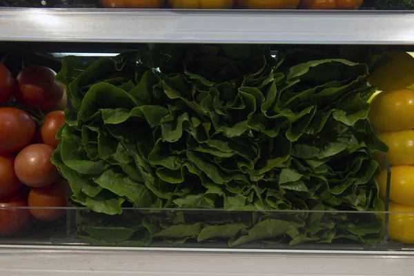 Sale of lettuce leaves Romain, department of the grocery grocery — Stock Photo, Image