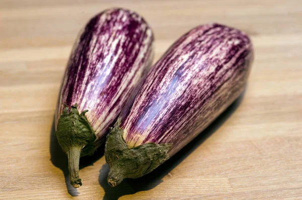 Sale of exotic eggplant vegetables, still life on the market — Stock Photo, Image