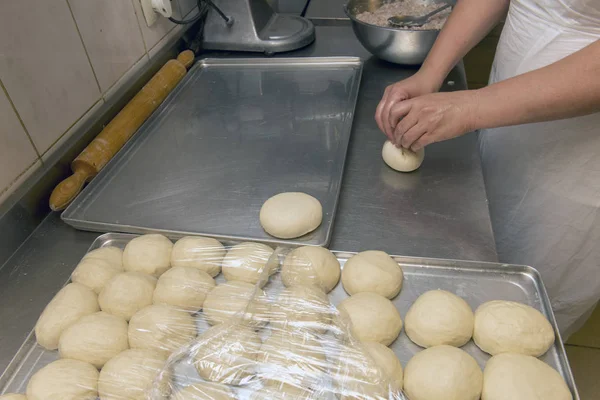 Chef work, production of meat pies — Stock Photo, Image