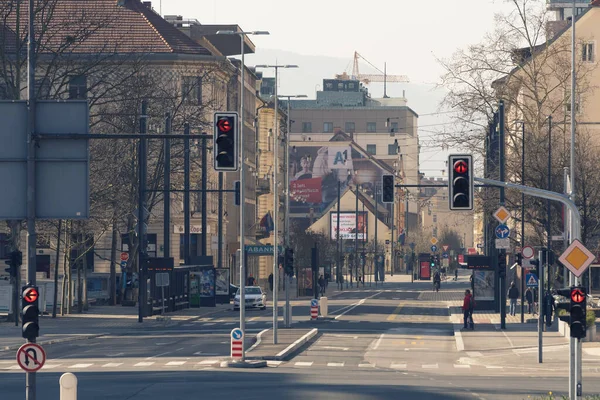 Ljubljana Slowenien März 2020 Fast Leere Straßen Der Innenstadt Von — Stockfoto