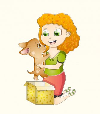 Kız ve köpek yavrusu vektör