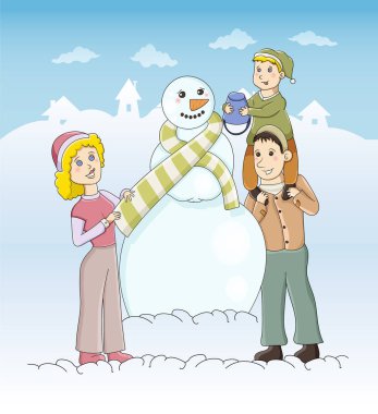 Aile heykeltraşlık kardan adam