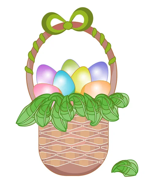Basket Full Easter Eggs — Stock Vector