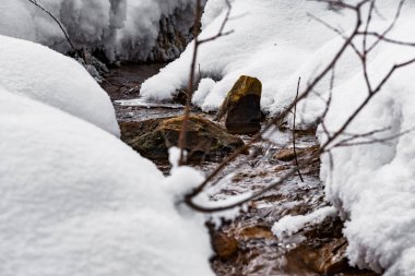 Kış creek 2018 ormandaki buz parçaları ile