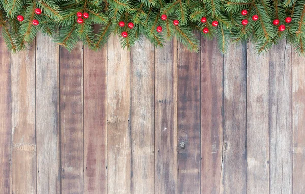 Noel ağacı köknar ve kırmızı meyveler ile Noel sınır — Stok fotoğraf