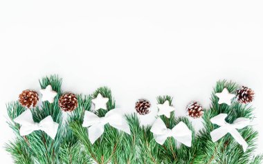 Köknar ağacı Twigs Noel dekorasyonu ile dışarı sınır