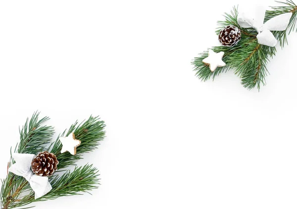 Fir Noel dekorasyonu ve tarçınlı yıldız Coo iki Twigs — Stok fotoğraf