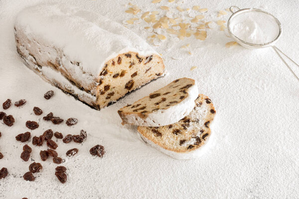 Christstollen on White Icing Sugar