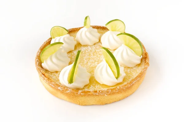 Limon ekşi kremalı Swirls ve kireç dilimleri ile