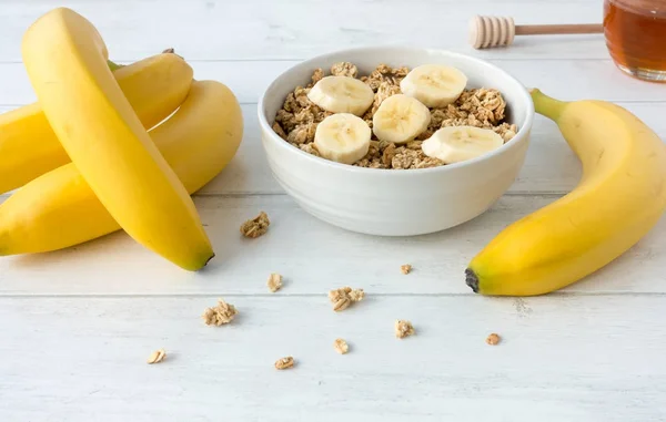 Muesli with Granola and Fresh Bananas — Stock Photo, Image