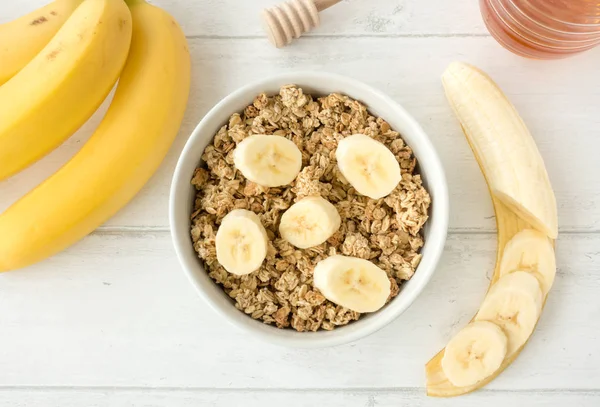 Muesli with Granola and Fresh Bananas — Stock Photo, Image