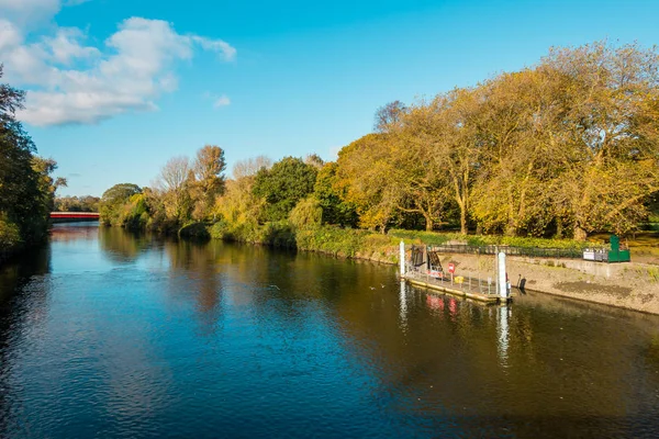 Nehir Taff ve Cardiff Bute Park sonbaharda görünümü      