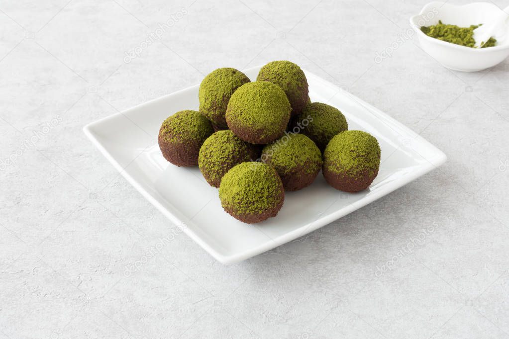  Chocolate Truffles dusted with Green Matcha Powder