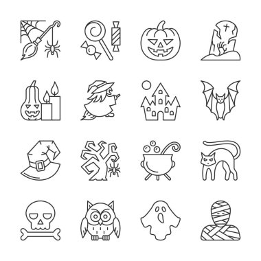 Düzenlenebilir kontur Cadılar Bayramı ince çizgi simgesini ayarla