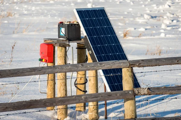 The solar battery charges the device for electric fencing