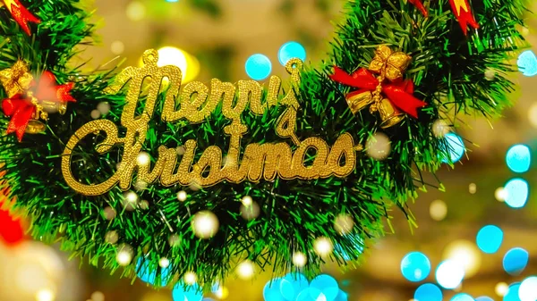 Fundo de Natal com decoração festiva e texto - Feliz Ch — Fotografia de Stock