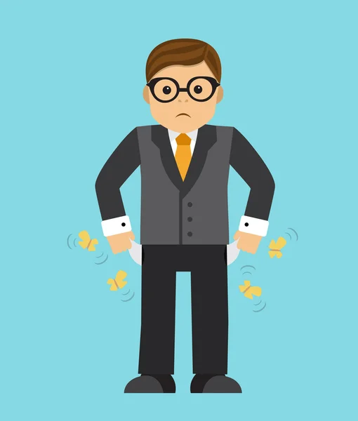 Impoverished businessman in crisis — Stock Vector