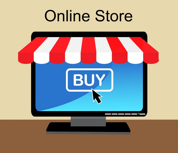 コンピューターのオンライン ショッピング — ストックベクタ