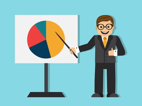 Successful businessman making a presentation — Stock Vector